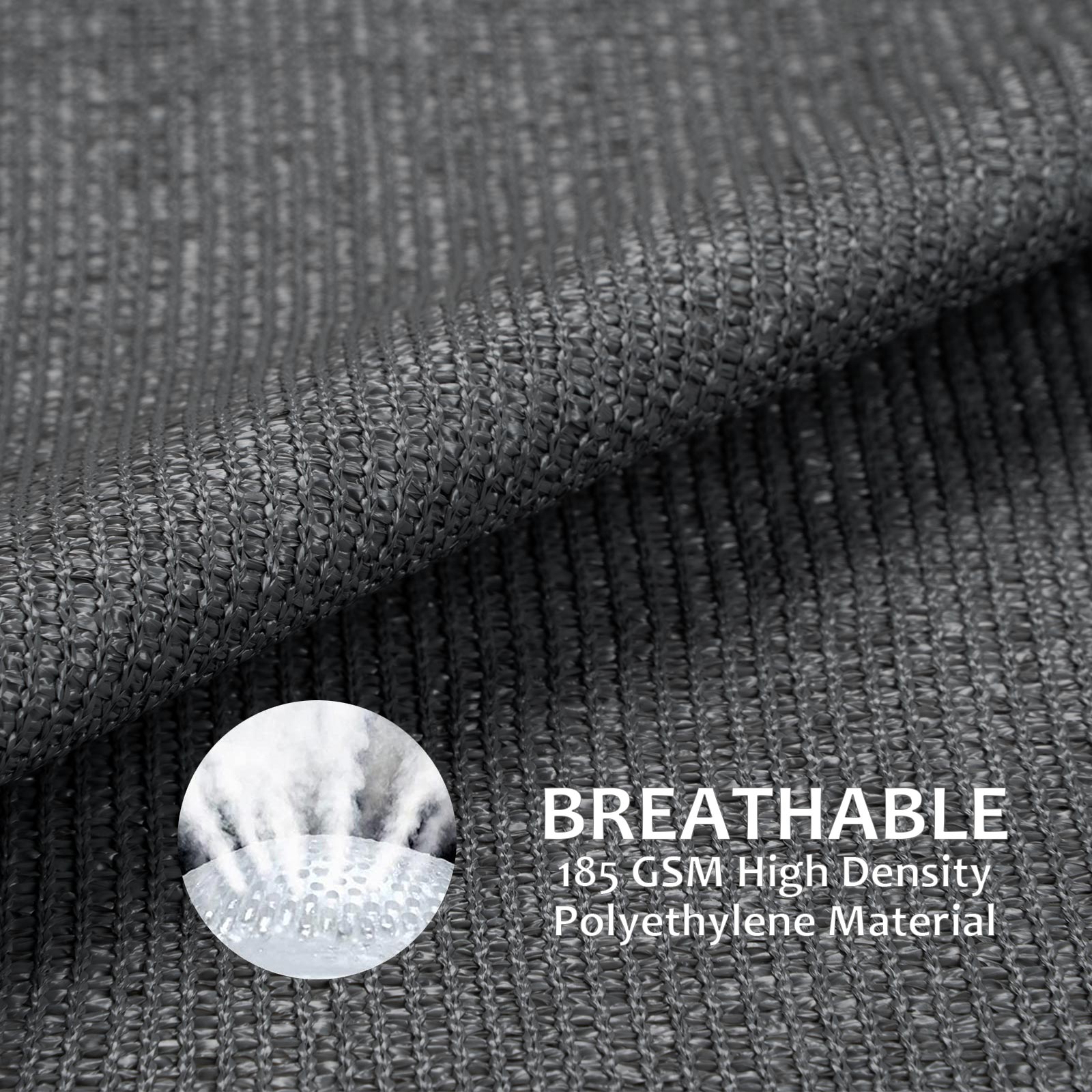 swift Sun Shade Sail 3m x 4m Rectangle HDPE Breathable 98% UV Block 3x4 Meter Sunscreen Awning 4x3 Rectangular Canopy Sail Shades for Garden Outdoor Patio with Free Ropes, Anthracite